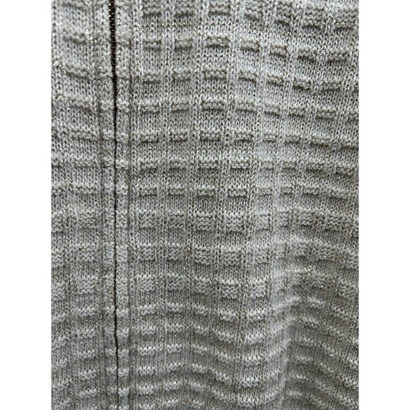 St. John Cardigan Sweater Womens M Metallic Full-Zip Beige Gold Knit Made in USA - Picture 8 of 8